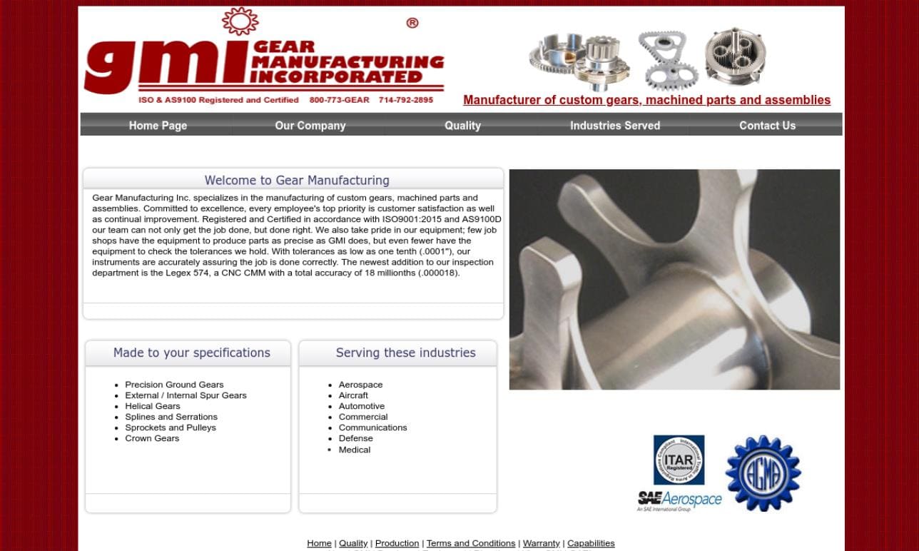 Gear Manufacturing, Inc. (GMI) Industrial Gears