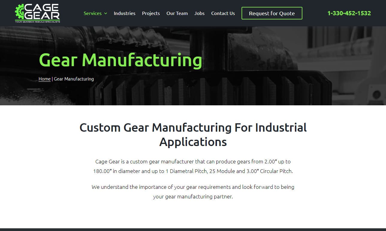 Cage Gear & Machine, LLC Industrial Gear Manufacturers